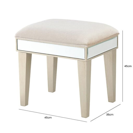 Christabel Champagne Gold Mirrored Dressing Stool Vanity Stool