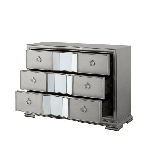 Christabel Grey Mirrored 3 Drawer Chest Of Drawers Cabinet