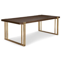 Alexandra Dining Table With Walnut Table Top And Brass Base 220cm