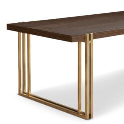 Alexandra Dining Table With Walnut Table Top And Brass Base 220cm