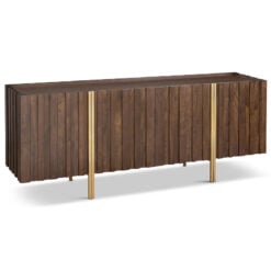 Alexandra Sideboard Cabinet With Walnut Finish And Brass Handles