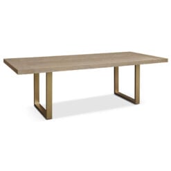 Cecelia Dining Table With Parquet Style Light Oak Top And Gold Brass Legs