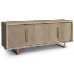Cecelia Parquet Style Light Oak Sideboard With Gold Handles And Feet