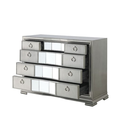 Christabel Grey Mirrored 5 Drawer Chest Of Drawers Cabinet