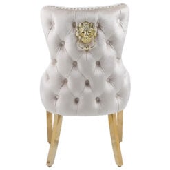 Elizabeth Mink Velvet And Gold Dining Chair With Lion Ring Knocker