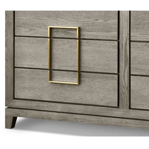 Hugo Textured Taupe Wood Oak 6 Drawer Chest With Gold Handles