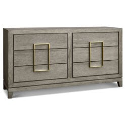 Hugo Textured Grey Taupe Oak 6 Drawer Chest With Gold Handles
