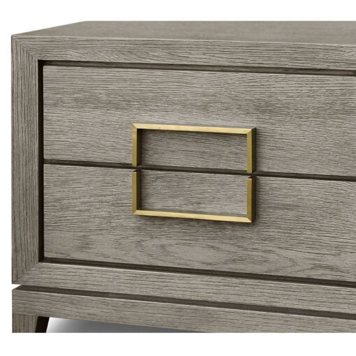 Hugo Textured Taupe Wood Oak Bedside Cabinet With Gold Handles