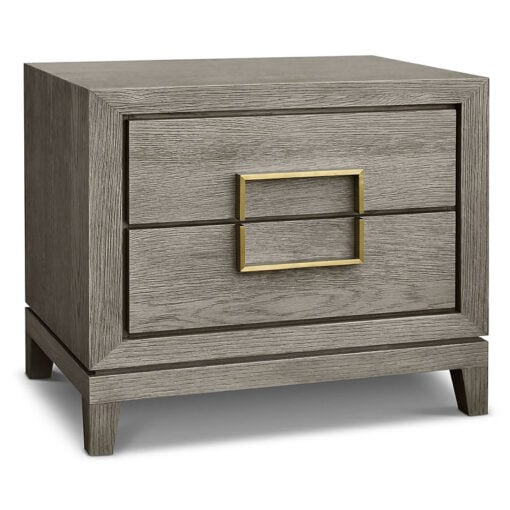 Hugo Textured Grey Taupe Oak Bedside Cabinet With Gold Handles