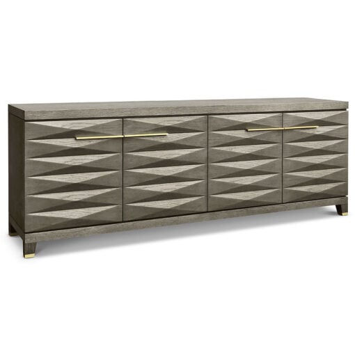 Juliet 4 Door Grey Taupe Oak Sideboard Cabinet With Gold Handles
