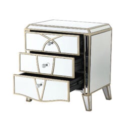 Mallory Champagne Gold Mirrored 3 Drawer Bedside Cabinet Chest