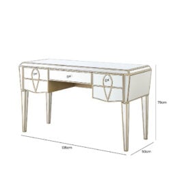 Mallory Champagne Gold Mirrored 3 Drawer Dressing Table