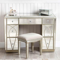 Mallory Champagne Gold Mirrored 7 Drawer Dressing Table