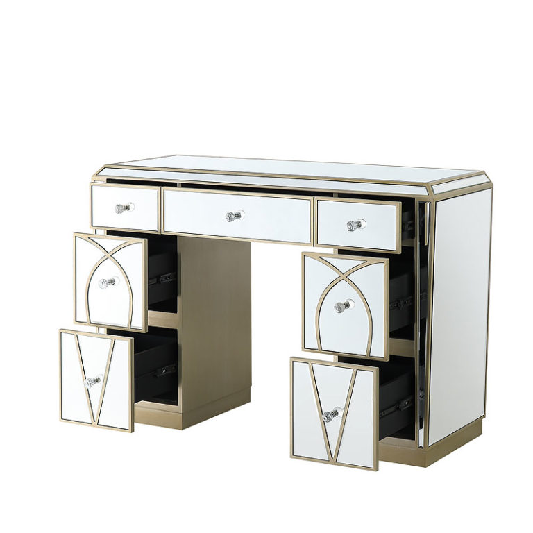 Mallory Champagne Gold Mirrored 7 Drawer Dressing Table Picture