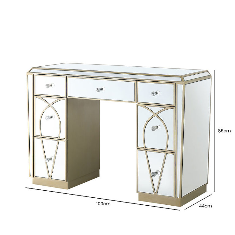 Mallory Champagne Gold Mirrored 7 Drawer Dressing Table Picture