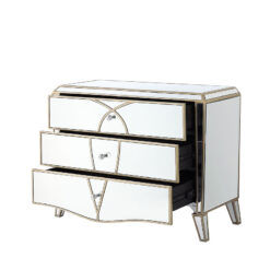 Mallory Champagne Gold Mirrored Chest Of Drawers Cabinet