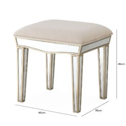 Mallory Champagne Gold Mirrored Dressing Stool Vanity Stool