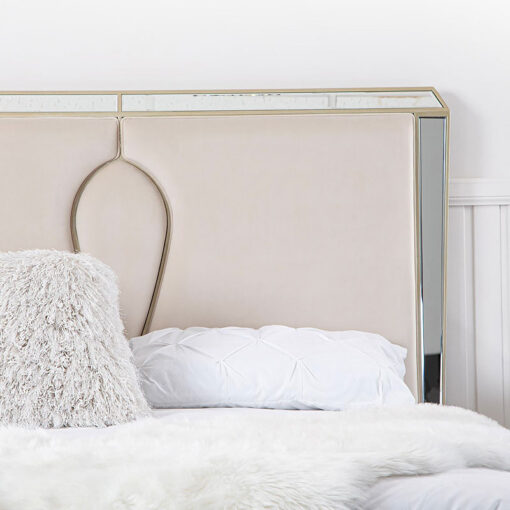 Mallory Champagne Gold Mirrored King Size Bedframe and Headboard