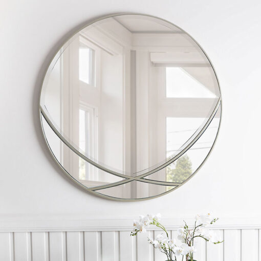 Mallory Large Champagne Gold Round Wall Mirror
