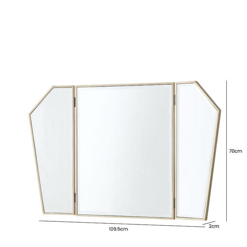 Mallory Champagne Gold Trifold Dressing Mirror Vanity Mirror