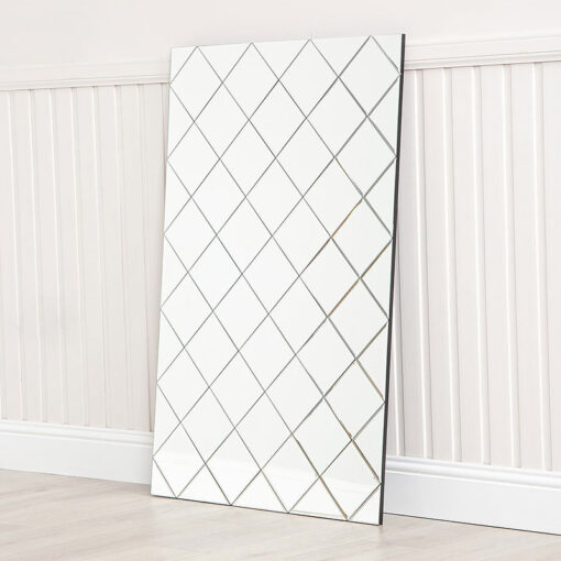 Diamond Silver Rectangular Mirrored Wall Art Mirror
