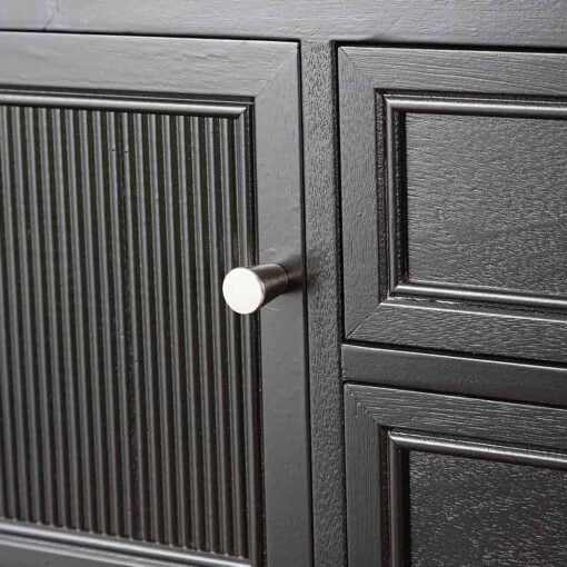 Ebony Black Wood 2 Drawer 2 Door Sideboard Cabinet