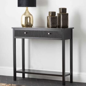 Ebony Black Wood 2 Drawer Console Hallway Table | Picture Perfect Home