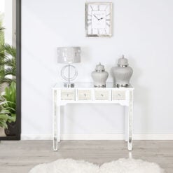 Georgia White Mirrored 4 Drawer Console Table
