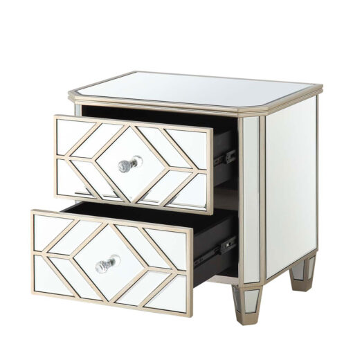 Venetia Mirrored Champagne Gold 2 Drawer Bedside Cabinet Chest