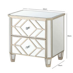 Venetia Mirrored Champagne Gold 2 Drawer Bedside Cabinet Chest