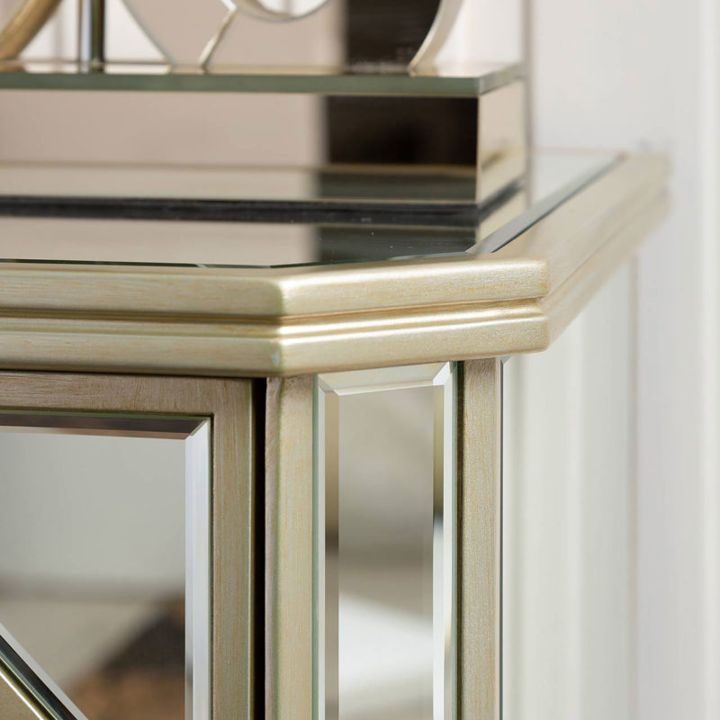 Mirrored Champagne Gold 2 Drawer Bedside Chest