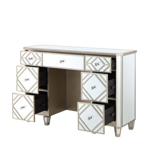 Venetia Mirrored Champagne Gold 7 Drawer Dressing Table Vanity Table
