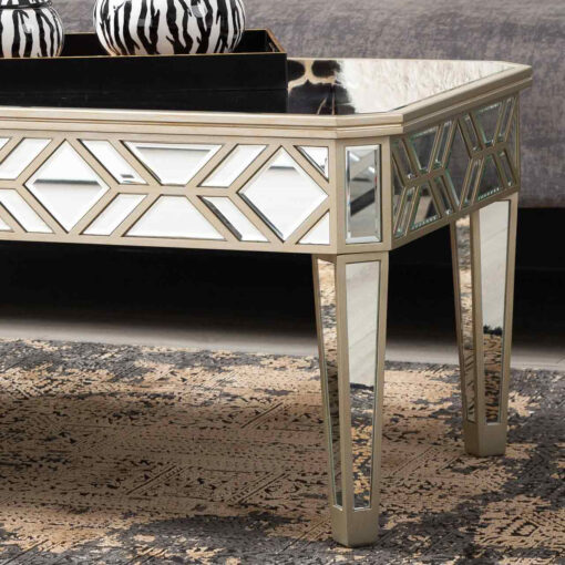 Venetia Mirrored Champagne Gold Coffee Table Lounge Table