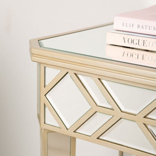 Venetia Mirrored Champagne Gold Console Table Hallway Table