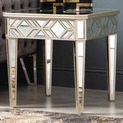 Venetia Mirrored Champagne Gold Side Table End Table
