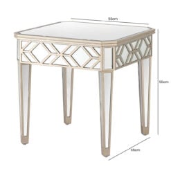 Venetia Mirrored Champagne Gold Side Table End Table