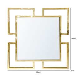 Geo Gold Metal Square Wall Mirror