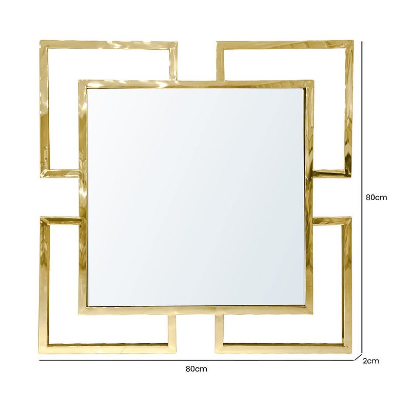 Geo Gold Metal Square Wall Mirror Picture Perfect Home