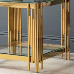 Colton Gold Contemporary Clear Glass End Side Display Table