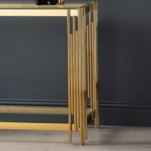 Colton Gold Metal And Glass Hallway Console Table