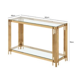 Colton Gold Contemporary Clear Glass Hallway Console Table