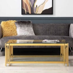 Colton Gold Contemporary Clear Glass Lounge Coffee Table