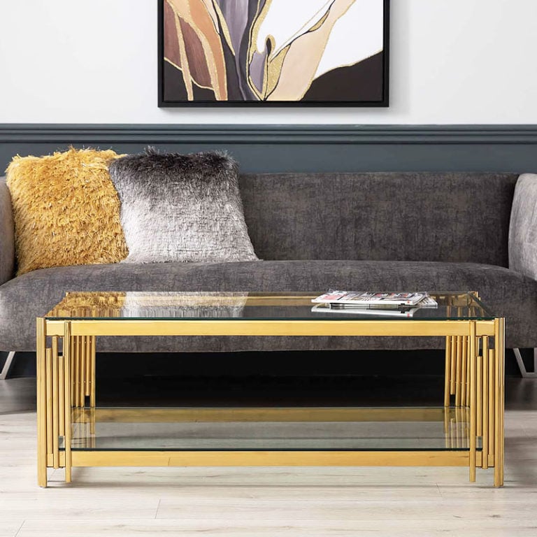 Colton Gold Metal And Glass Lounge Coffee Table Picture Perfect Home