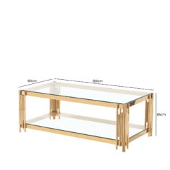 Colton Gold Contemporary Clear Glass Lounge Coffee Table