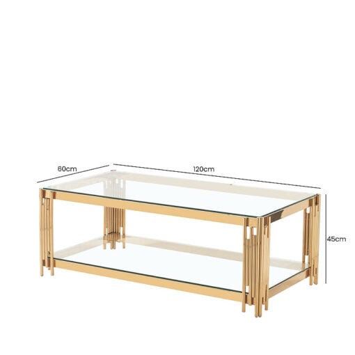 Colton Gold Metal And Glass Lounge Coffee Table