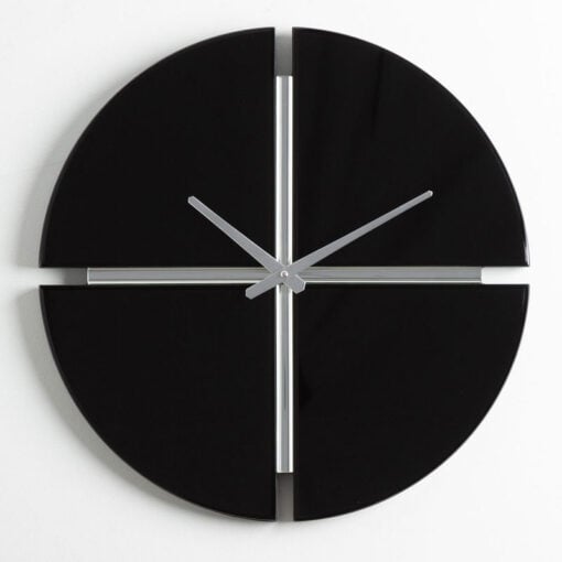 Black Mirrored Minimalist Round 50cm Wall Clock