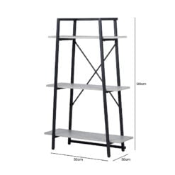 3 Tier Black And Grey Industrial Style Display Shelving Unit 120cm