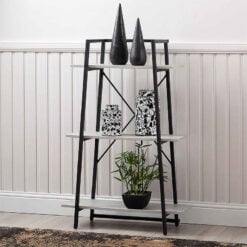 3 Tier Black And Grey Industrial Style Display Shelving Unit 120cm