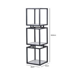 3 Tier Square Black And Grey Industrial Style Display Shelving Unit