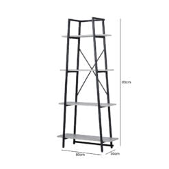 4 Tier Black And Grey Industrial Style Display Shelving Unit 170cm